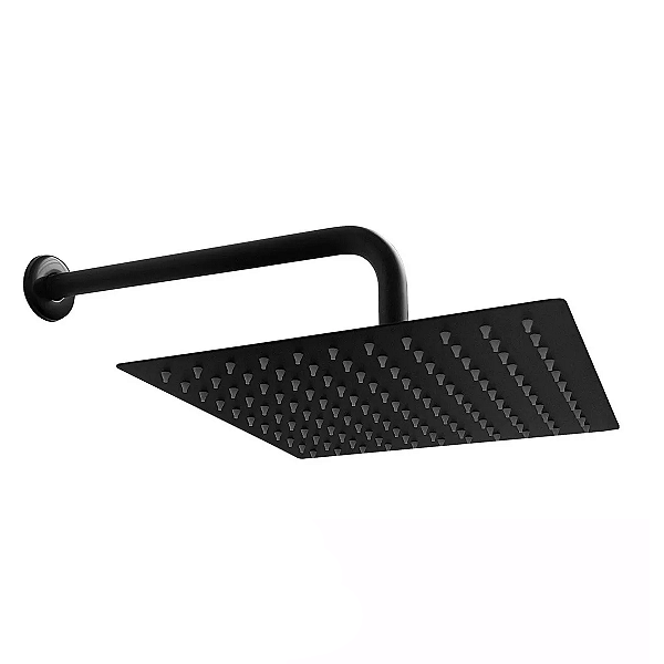 Ducha Chuveiro Inox Quadrado Slim 20x20 Preto Fosco Parede