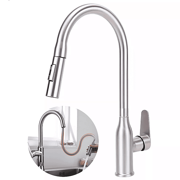 Torneira Gourmet Extensível Monocomando com Ducha 2 Jatos para Cozinha