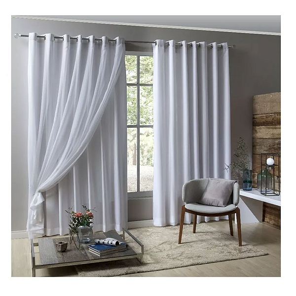 Cortina Luxo Para Sala Quarto 2,80 X 2,60 Voil/voal Dupla Camada