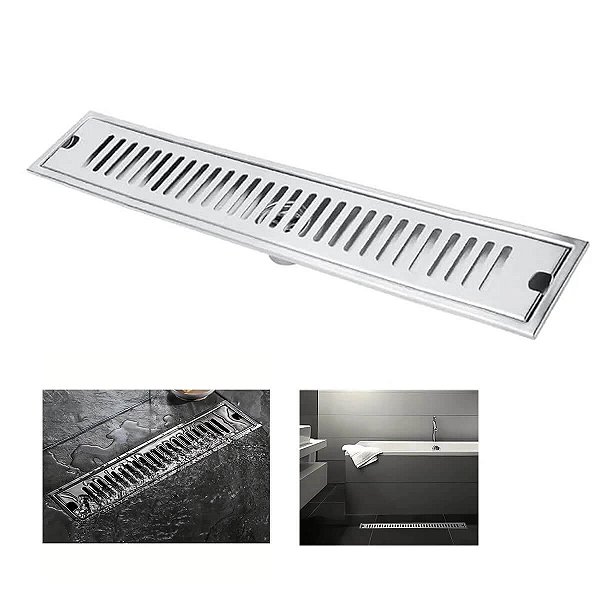Ralo Linear Inox 50cm Anti Odor Inseto Banheiro Area Externa
