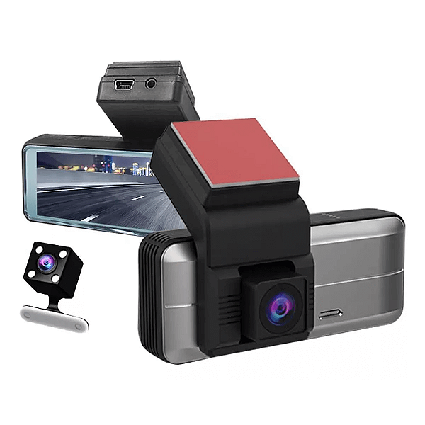 Camera Veicular Para Painel de Carro DVR HD 1080p Lente Dupla Gravador