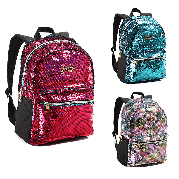 Mochila Escolar Juvenil Paetes Dupla Face Bolsa Feminina Muda De Cor Teen Denlex