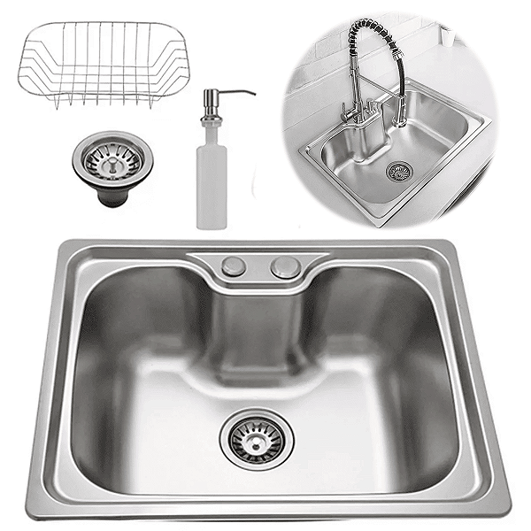 Cuba Pia Gourmet Inox Luxo Com Dispenser E Escorredor Para Cozinha