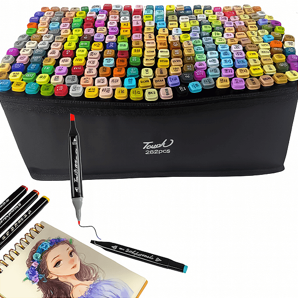 Canetas Touch Marcador Permanente Ponta Dupla 262 Cores