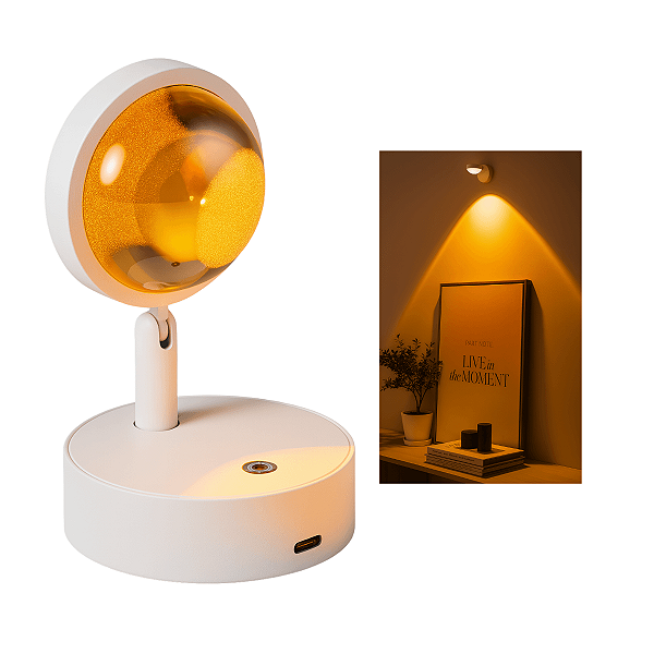 Luminária Spot Luz De Parede Cabeceira Magnética Touch Led Amarela Arandela