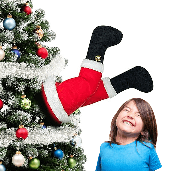 Enfeite de Árvore Natal Pernas de Papai Noel com Movimento Decoração
