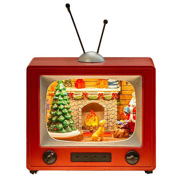 Cenário Natal Papai Noel TV Retrô Som Luz Movimento Luxo Decoração Natalina