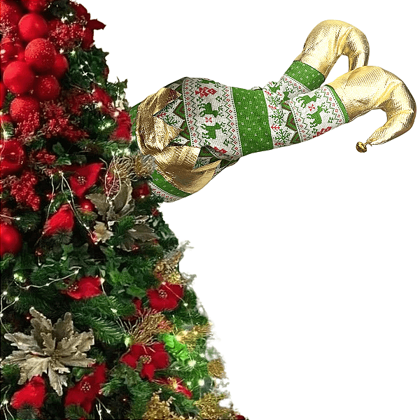 Enfeite Árvore de Natal Pernas de Duende Com Movimento Decoração Natalina