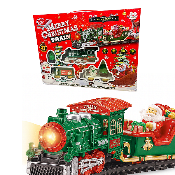 Trem Elétrico 27 Peças Arvore Natal Presente Com Som Luz