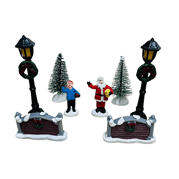 Cenário de Natal Vila Natalina Papai Noel Enfeite Natalino