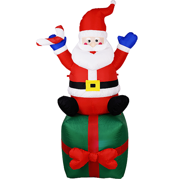 Papai Noel Natal Decoracao Caixa Presente Inflavel 1 Metro E 80cm