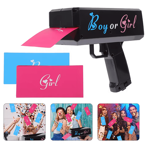 Lançador de cartas Chá Revelação Lançamento Festa Bebê Luxo