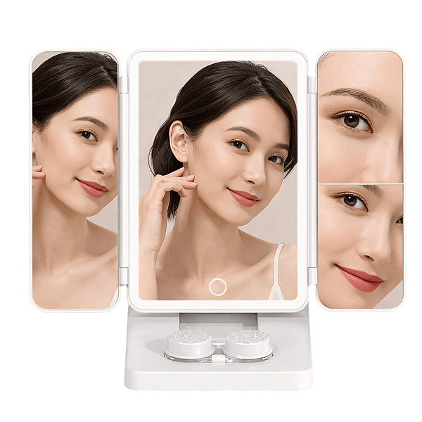 Espelho Led Dobravel De Maquiagem Rosto Limpa Lentes Camarim