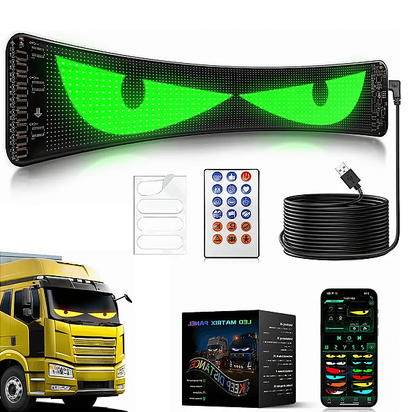 Tela De Led Flexível Display P/carro Caminhão 60x12cm Preto