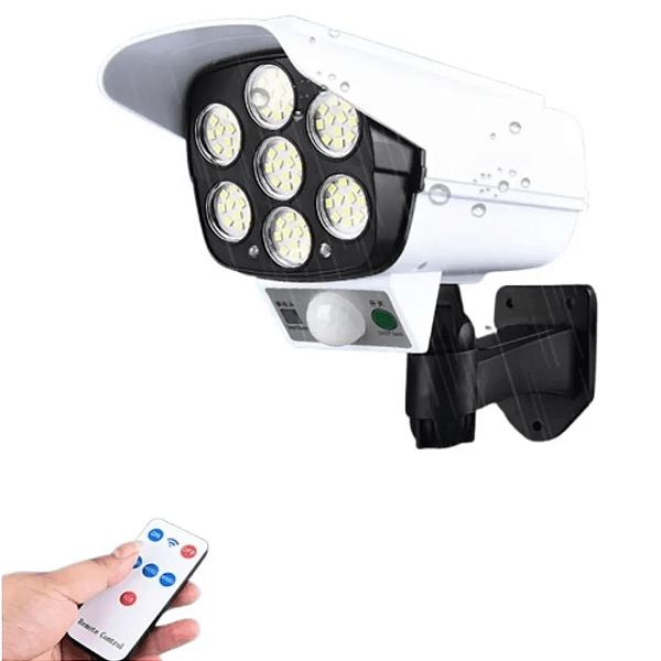 Câmera Falsa Refletor Solar Sensor Presença Segurança Ladrão