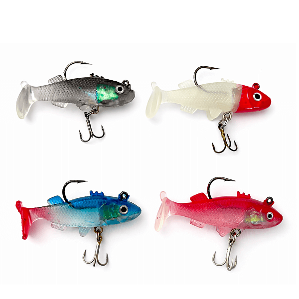 Kit 4 Iscas 6cm Silicone Movimento Tucunaré Traíra Robalo