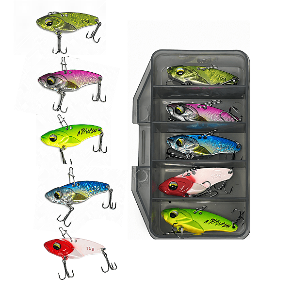 Kit Com 5 Isca Artificial Pesca Profissional Tucunaré Robalo