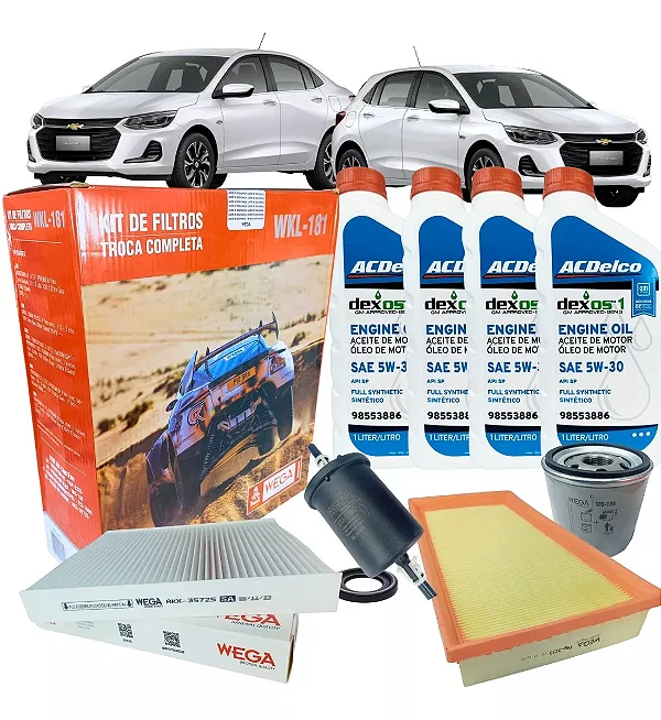 Kit Troca de Óleo Onix Turbo 2021 4 litros Acdelco 5w30 filtro de óleo, ar, combustível e ar condicionado