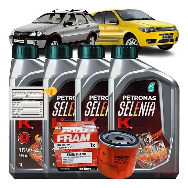 Kit Troca De Óleo Selenia 15w40 Fiat Palio 1.8 8v Motor Gm