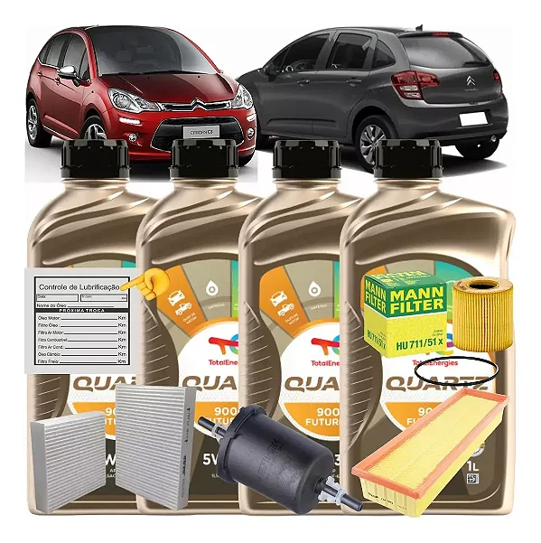 Kit Filtros Troca De Óleo 5w30 Citroen C3 1.5 1.6 2013-2022