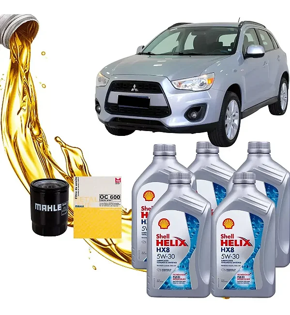 Kit Revisão Shell 5w30 Mitsubishi Asx Cvt 4x4 2013 á 2015 mais filtro de óleo.