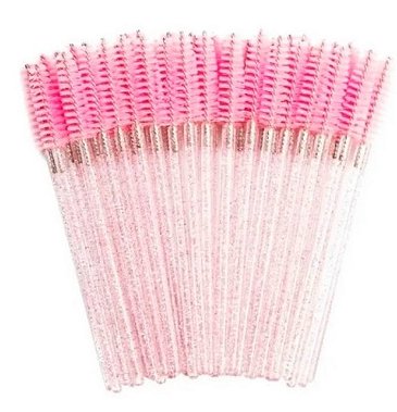 50 Escovinhas Descartáveis Glitter Extensão De Cílios Brilho
