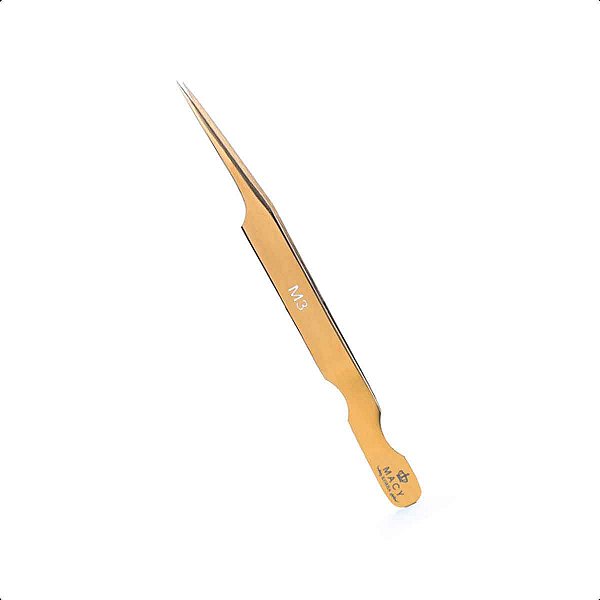 Pinça Macy Reta M3 Golden para Extensão De Cílios