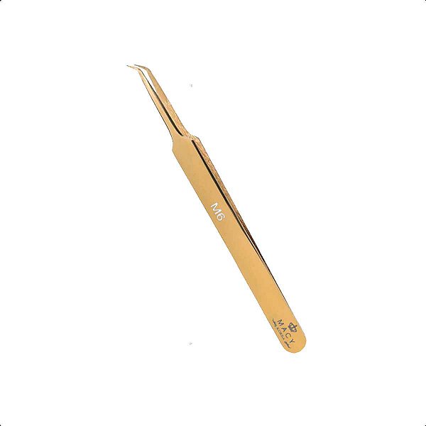 Pinça Macy Angle M6 Golden para Extensão De Cílios