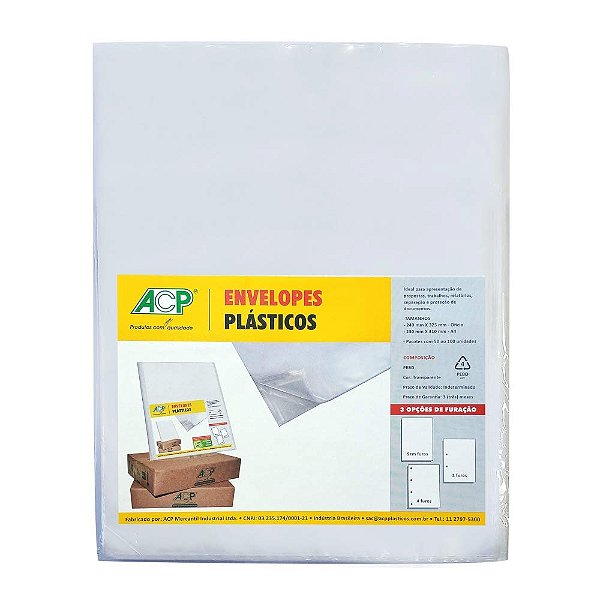 SACO PLÁSTICO A4 230X310 0,12 S FUROS C/100 ACP