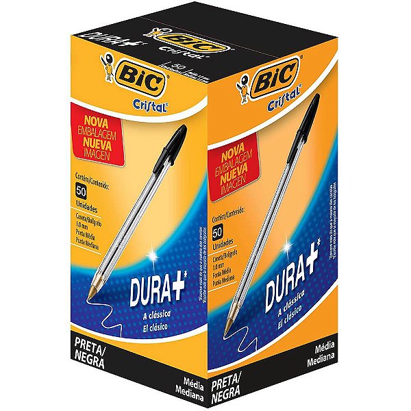 CANETA BIC CRISTAL PRETA COM 50UN