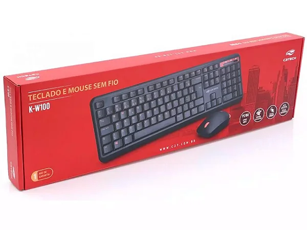 KIT TECLADO + MOUSE SEM FIO C3T K-W10BK