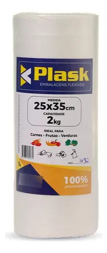 BOBINA PLASTICA PICOTADA 25X35 CAPAC. 2KG PLASK