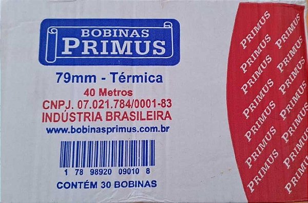 BOBINA 79MM TERMICA 40MTS BR C/30 PRIMUS