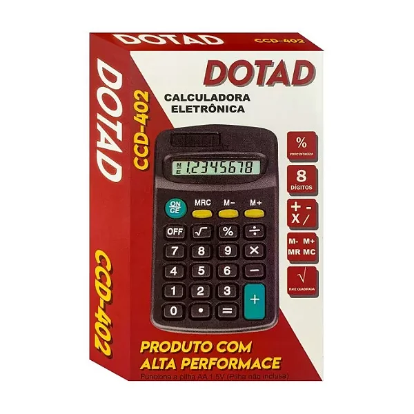 CALCULADORA 8 DIGITOS  PILHA AA 15X12X5 DOTAD 9805