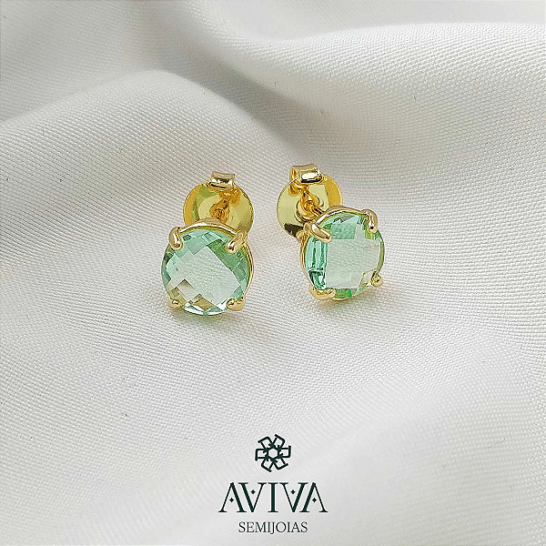 Brinco Solitário com Zircônia Verde Água - Simplicidade e Elegância