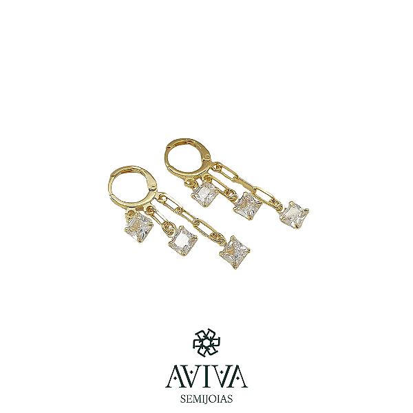 Brinco de Argolas com Pingentes de Correntes e Zircônias - Movimento e Sofisticação