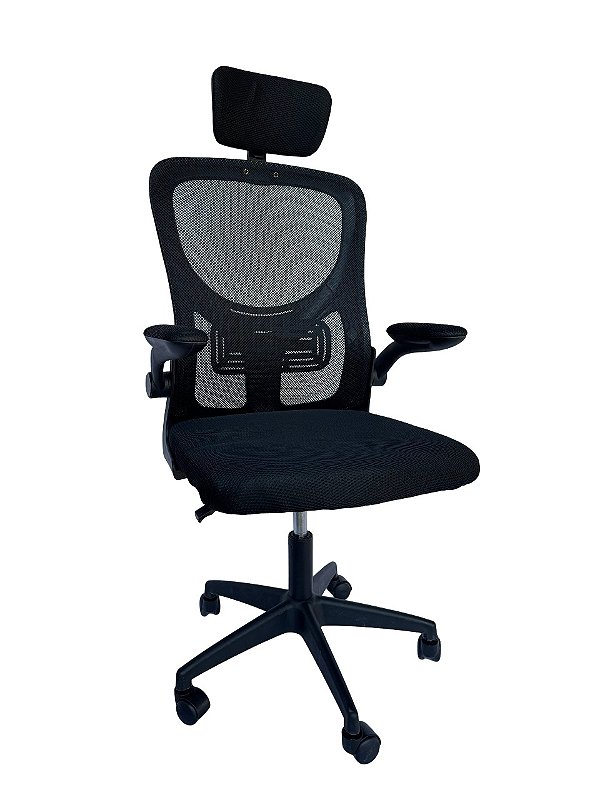 Cadeira de Escritório Ergonômica Home Office Preta - Pé Preto