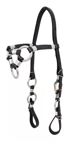 Cabeçada para cavalo em couro legítimo com argolas em alumínio
