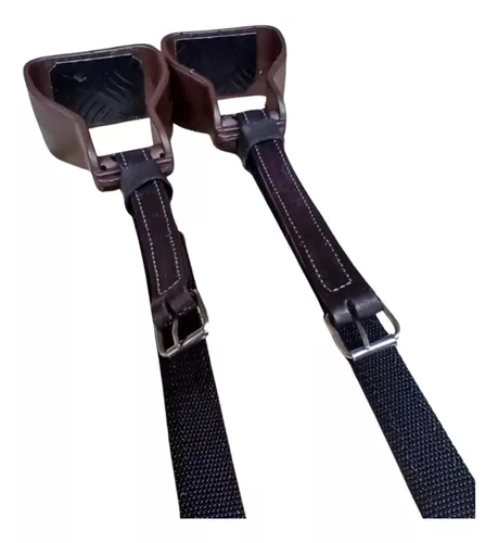 Estribo PVC para sela + loro inox em couro legítimo forrado