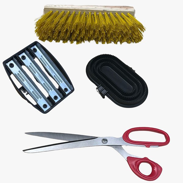 Kit 4 itens para limpeza, cuidado e higienização para cavalos