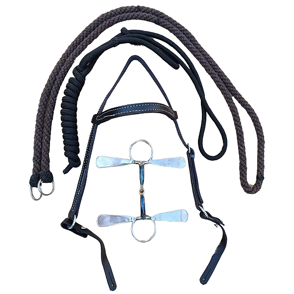 Cabeçada em couro para cavalos + rédea marrom + cabresto + bridão tala
