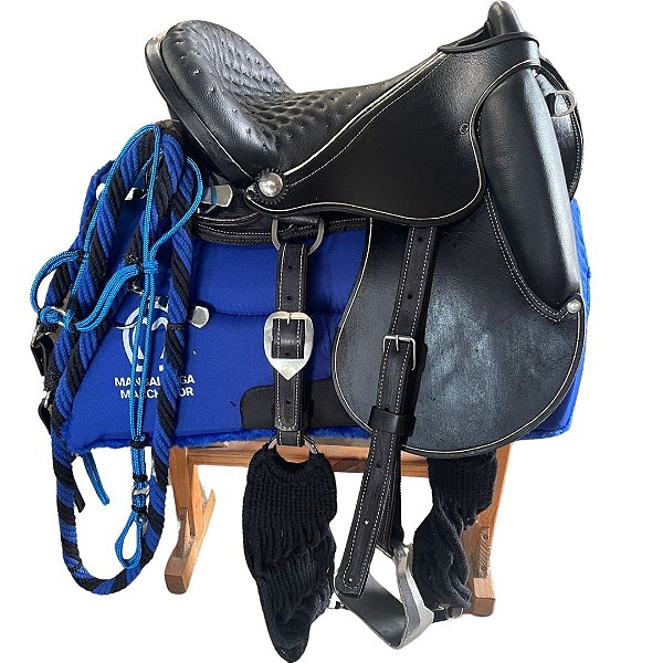 Sela coqueluche para cavalo completa em couro legítimo