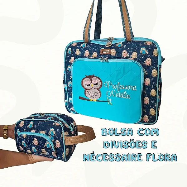 Bolsa com divisões e nécessaire Flora