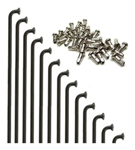 72 Raios 293mm Aço Pretos C/ Nipple P/ Roda De Bicicleta