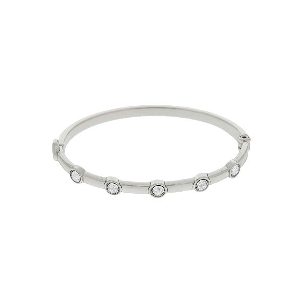 Bracelete Prateado Shine com Strass 68mm - La Jenni