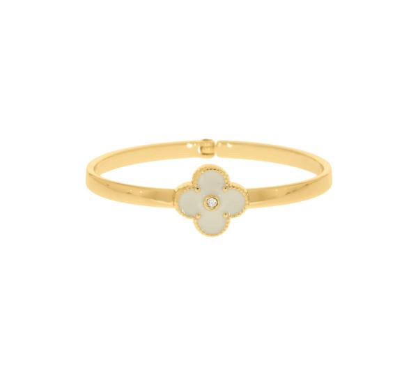 Bracelete Dourado Trevo Off White 68mm - La Jenni