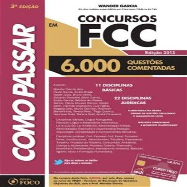 LIVRO COMO PASSAR EM CONCURSOS DA FCC 6000 QUESTOES