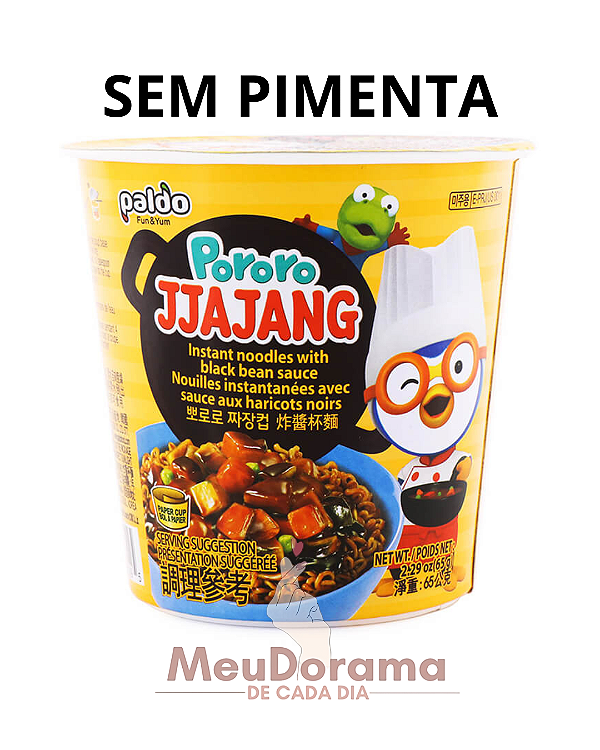 Lamen Noodle Coreano Pororo Jjajang – Copo 65g | Sem Pimenta Sabor Jajangmyeon