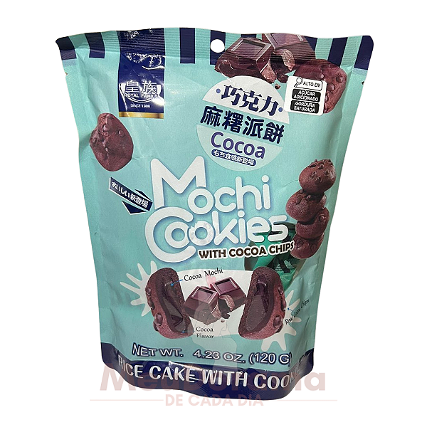 BOLINHO DE ARROZ MOTI MOCHI COOKIES SABOR CHOCOLATE COM GOTAS DE CACAU - 120G