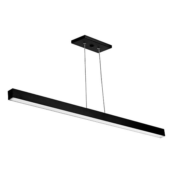 Luminária Pendente Escritório Retangular Linear Preto 1 Mt